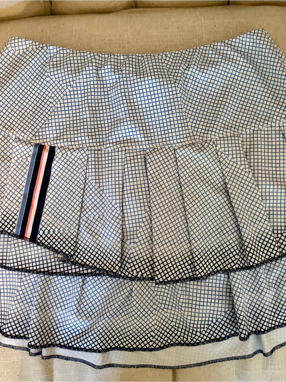 Lucky in Love White Skirt with Navy Grid Print
